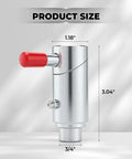 Close-up of Four Pack Three Quarters Inch Spring Loaded Cam Lock Plunger Pins with Grease Fittings showcasing dimensions