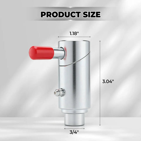 Close-up of Four Pack Three Quarters Inch Spring Loaded Cam Lock Plunger Pins with Grease Fittings showcasing dimensions