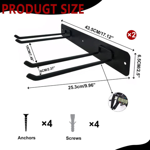 2 Pack Folding Chair Storage Rack Wall Mount Hangers For Garage Organization Heavy Duty Steel Construction Holds Up To 150 Lb dimensions and parts with anchors and screws included
