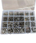Top Shelf 710 Piece 304 Stainless Steel Fastener Kit With Cross And Round Head Machine Screws Bolts Nuts And Flat Washers In M2 M3 M4 M5 Metric Sizes in organized case.