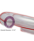 Close-up of Clear Food Grade Milk Hose For Cow And Goat Milking Machines, 8 Ft Long, 14mm ID, showing outside diameter 15/16 inches