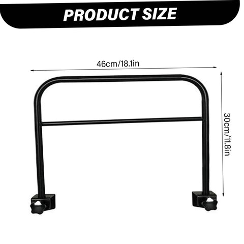 Adjustable Drill-Free Clip-On Bed Rails For Adults And Seniors, showing 46cm width and 30cm height dimensions for safe indoor sleep