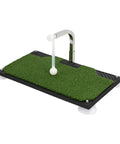 Indoor Golf Swing Trainer with Real Turf Mat, Suction Pad Base, Adjustable Ball Mount Height, Durable Spindle Bar for Home Use
