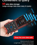 Heavy Duty Wall Scanner With Digital Depth Gauge And Hella Accurate Live Wire Detection For Drywall Installation showing data display and buttons.