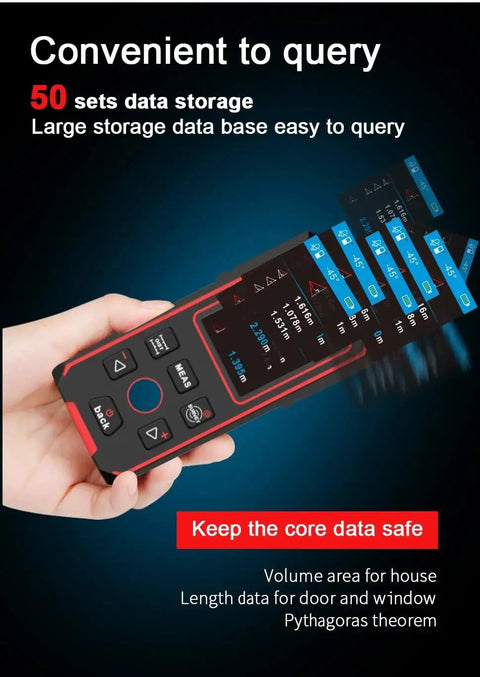 Heavy Duty Wall Scanner With Digital Depth Gauge And Hella Accurate Live Wire Detection For Drywall Installation showing data display and buttons.