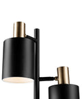Close-up of Dope Loft Style 63 Inch Floor Lamp With Three Lights, Matte Black Finish showing two lamp heads.