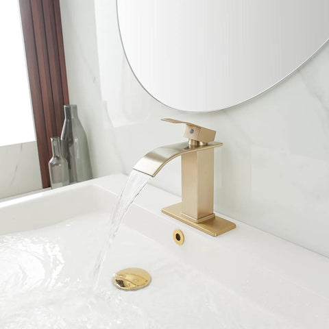 Matte Black Waterfall Bathroom Faucet With One Hole Deck Mount And Single Handle Dope Pop Up Drain Includes Supply Lines For Lavatory Vanity Or RV Sleek Fingerprint Resistant And Easy Install
