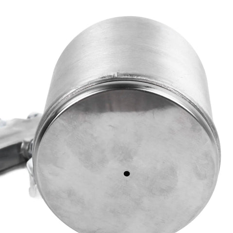Close-up of metal cup for Grind Out Pro Level Coats Without The Headache Using This Heavy Duty Pneumatic Paint Sprayer.