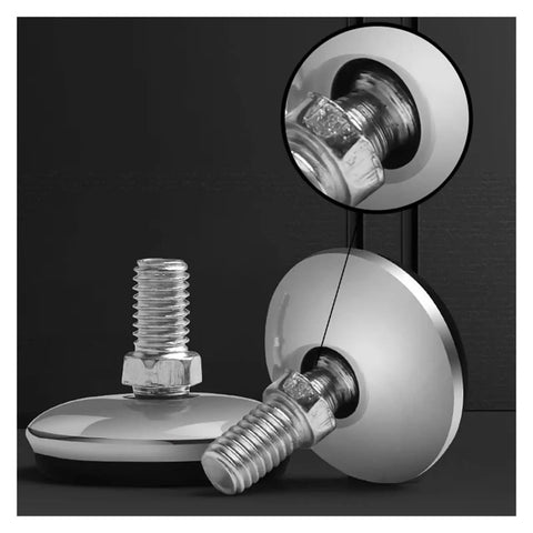 Close-up of Adjustable Furniture Leg Set With Aluminum Alloy Foot Screws M6 M8 M10, showing leveling feet and smooth glide pads.