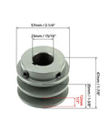 Double Groove V Belt Pulley 2.20 Inch Outer Diameter For 7/8 Inch Shaft Fixed Bore Cast Iron Sheave 2 Grooves Keyway 3/16 Inch For A 3L And 4L Belts, shown with dimensional labels.