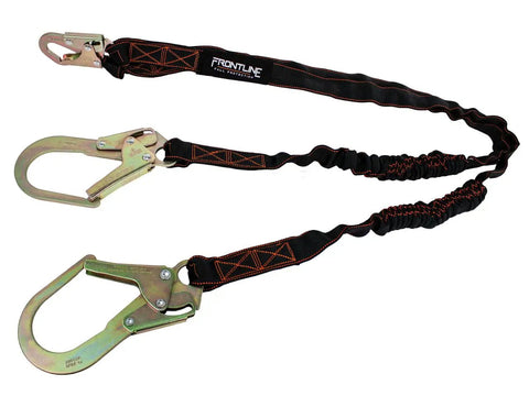 Rock Solid 6 Foot Twin Leg Lanyard Shock Absorbing Safety Anchor With Snap And Rebar Hooks OSHA Approved Impact Indicator Beast Mode Tie Off Gear For Heavy Lift Job Sites Real Deal Craftsmanship