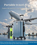 Portable 0.5L Mini Scuba Tank For Travel And Recreational Diving with luggage, airplane in background, saltwater ready