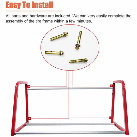 Heavy Duty Wall Mounted Tire Storage Rack For Garage Workshop Hella Solid Cold Rolled Steel Adjustable parts and hardware for assembly.