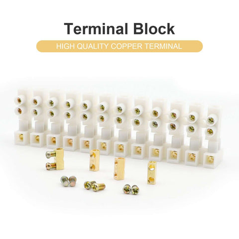 7 Piece 12 Position Dual Row Terminal Block Set For Electrical Wiring 10A 380V Barrier Strip Connector with 0.16 Inch Holes