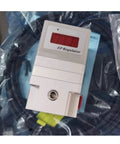 Front view of electric proportional valve X-PPV10080531, white housing, red LED display, bottom port.