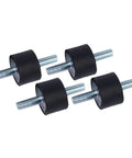 Built Tough Rubber Mount Damper With Metal Bonded Rubber For Vibration Control On Air Compressors And Engine Pumps Reducing Noise Vibration And Shock M8 Threaded Stud Mount Durable Anti Vibration Isolation For Equipment Protection, four black M8 stud mounts