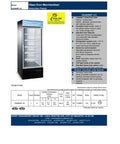 Top Shelf Commercial Freezer Slick Glass Door Reach In Display Merchandiser Twenty Three Cubic Feet Capacity with stainless steel interior.