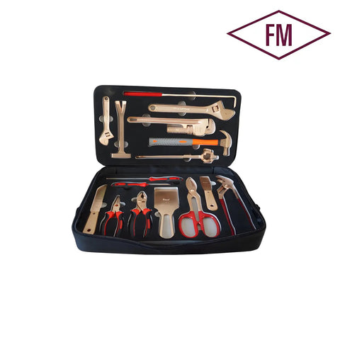 Non Sparking 16 Piece Tool Set For Explosive Environments FM Approved Beryllium Copper Safety Tools in protective case