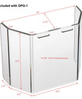 Drill Press Guard For Benchtop And Floor Models OSHA Standard Safety Shield Fits Two To Four Inch Round Columns Aluminum And Lexan Standard Model Made In USA, shown with dimensions and polycarbonate thickness details.