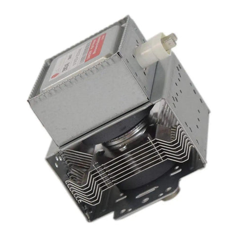 Close-up of Genuine OEM Microwave Magnetron Replacement for LG Ovens 6324W1A001L Exact Fit Part with silver finish