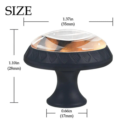 Four Pack Black Crystal Glass Cabinet Knobs 1.37 Inch Round Drawer Pulls dimensions with sleek black base and crystal top