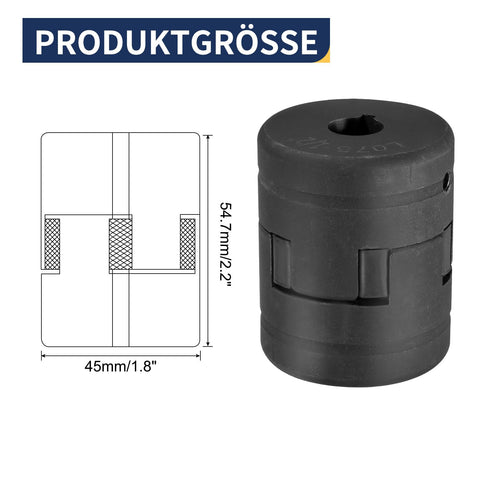 Heavy Duty Flexible L-Jaw Coupling Set 1/2 To 1 Inch Bore 3-Piece With Buna-N NBR Rubber Spider HT250 Steel 1/8 And 1/4 Inch Keyways