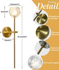 Mid Century Modern Gold Crystal Wall Sconce Set Of Two, Brushed Brass Long Tube Lighting With Vintage Clear Glass Shades