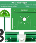 Heavy Duty Aluminum Router Table Insert Plate With Precise Cnc Milled Smooth Surface And Clear Laser Etched Scale Marks, green components included.