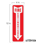 12 Pack Fire Extinguisher Arrow Down Decals 4x12 Inches Self Adhesive Weatherproof Vinyl High Visibility Safety Stickers