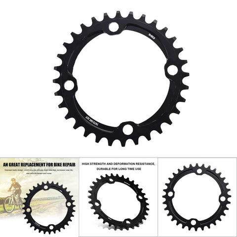 Narrow Wide Chainring For Mountain Bikes Single Chainring 32T 34T 36T 38T 104mm BCD Carbon Steel Black Lightweight And Durable