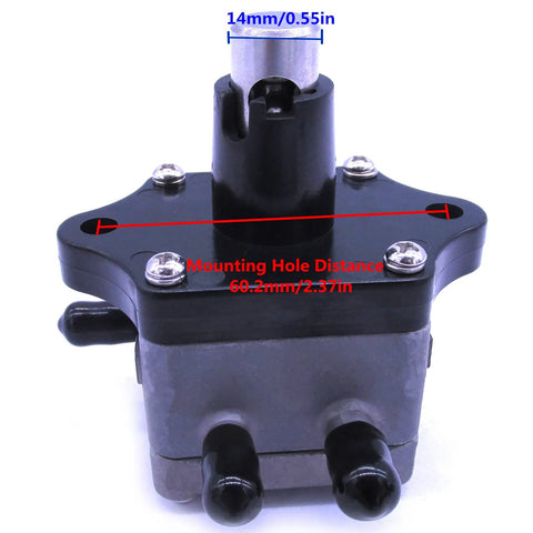 Front view of a Honda Outboard Boat Engine Fuel Pump Replacement For BF25 BF30 BF40 BF50 BF75 BF90 25HP To 90HP Replaces OEM 16700-ZV5-003 And 16700-ZW1-004 with visible measurements.
