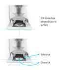 Close-up of 4 Inch Surface Bolt Lock in Classic Bronze Finish showing drill hole alignment and mount clearance details.