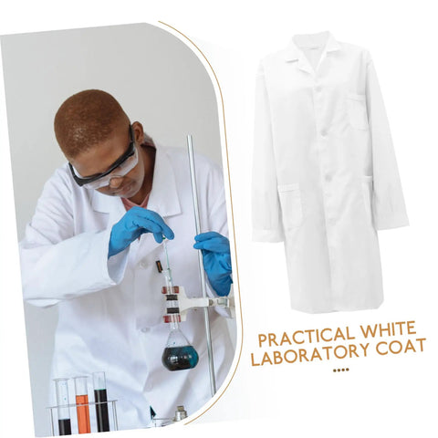 Men's White Lab Coat Costume For Doctors And Med Pros Unisex Design In XXL Size, Comfortable Cotton Lab Coat For Lab Work
