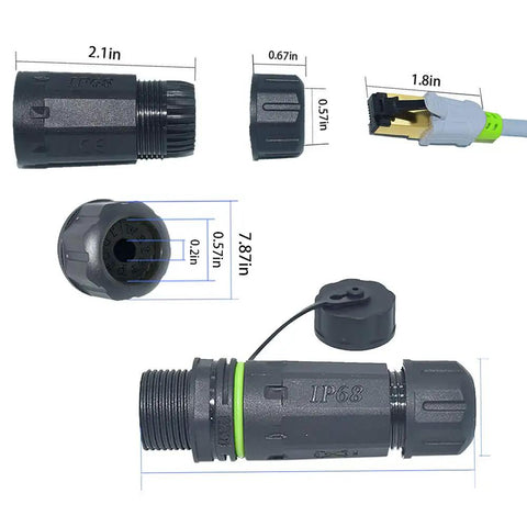 Waterproof Ethernet Connector IP68 Shielded Panel Mount Coupler Female to Female for Outdoor and Indoor Use Cat5e Green Two Pack