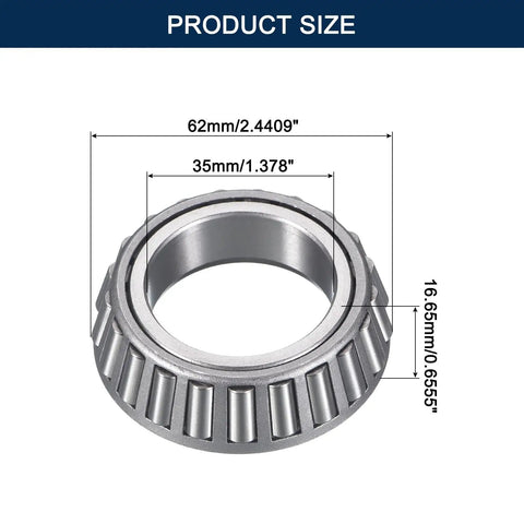 Pre Lubed Tapered Roller Bearing Cone And Cup Set For 1.378 In Bore And 2.4409 In OD Chrome Steel ABEC 3 product size diagram