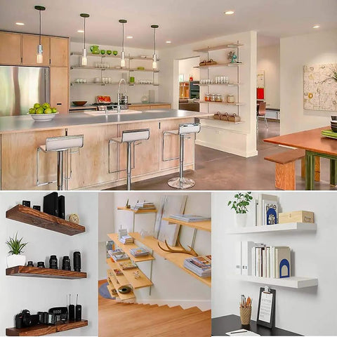 Heavy Duty Floating Shelf Bracket Set Of 6 Solid Steel Hidden Shelving Supports in modern kitchen and living spaces