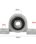 KP08 8mm Bore Zinc Alloy Pillow Block Bearing Flange Block with measurement details, self-aligning, rust proof, pack of 4