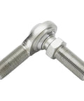Heavy Duty Steel Heim Rod End With 3 4 16 Male Thread Zinc Plated Teflon Bearing for Zero Slop Shift Linkage and Tie Rod Build on Badass Hot Rods and Classic Muscle Cars, angled view.