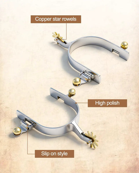 Two Pack Cowboy Boot Spurs With Rotatable Gear Plus Belt Straps And Tie Down Straps Stainless Steel Western Spurs
