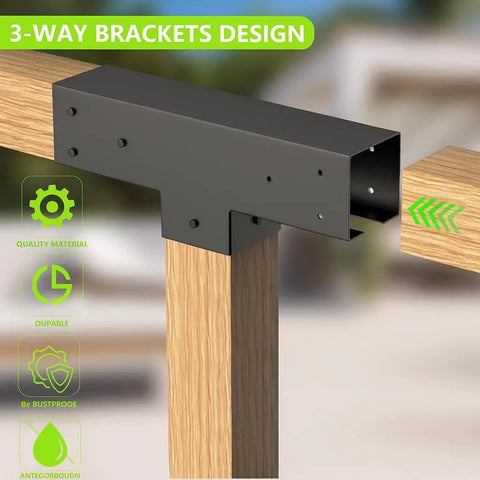 Post And Beam T Bracket Set For 4x4 Lumber Pergola Kit Heavy Duty Outdoor Hardware with secure beam to post connections in use