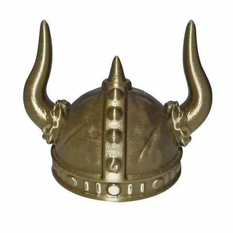 Silk Antique Gold PLA Filament 1.75mm 1kg 3D printed Viking helmet with a shiny metallic old gold finish