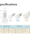 Super Cool 230Pcs Nylon Closed End Crimp Connectors And CE1 CE2 CE5 Wire Terminals Kit For Secure Sealed Wiring, Premium Durable Material With Sturdy Metal Inner Tubes, Great Vibration Resistance And Long Lasting Stable Connections. CE1 CE2 CE5 nylon wire terminals size chart