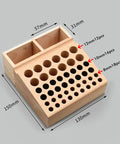 Leather Tool Holder With 48 Holes Wooden Craft Tool Stand Beech Wood Rack Organizer showing hole sizes and dimensions