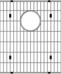 Crosstown CTXBG2915 Built-To-Last Heavy-Duty Stainless Steel Bottom Grid For Sink Protection, top view of grid with circular drain opening