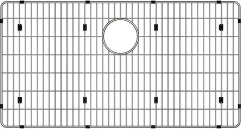Crosstown CTXBG2915 Built-To-Last Heavy-Duty Stainless Steel Bottom Grid For Sink Protection, top view of grid with circular drain opening