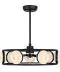 Matte Black Jewelry Inspired Chandelier Ceiling Fan With Integrated Led Lighting And Remote Featuring Faux Alabaster Accents.