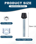 Two Pack Rubber Head Toggle Clamps M8x70mm Carbon Steel Zinc Plated For Boxes, Cabinets, And Doors Includes Screws And Washers Built Tough For Quick Install And Secure Hold. M8x70mm clamp parts with screws and washers