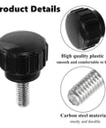 Image of a knurled knob screw with carbon steel material and high-quality plastic, part of the 100 Pack Thumb Screws Set, 4 X 10 Mm.
