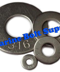 Type 316 stainless steel flat washer assortment by Marine Bolt Supply, assorted sizes