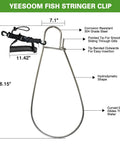 Beefy Heavy Duty Stainless Steel Fish Stringer Clip 78 Inch Quick Release Lanyard For Spearfishing Kayak Fishing And Scuba Diving
